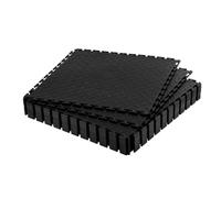 VEVOR Suelo de PVC para Garaje, 513 x 513 x 5 mm, Instalación por Clic, Alfombrillas Antideslizantes de PVC con Placa Diamantada para Taller, Almacén, Cuarto de Herramientas, Color Negro, 16 uds