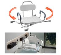 VEVOR Tabla de Bañera con Brazos y Respaldo, Asiento de Bañera con Mango Carga de 100 kg, Ancho de 740 mm o 790 mm Silla Giratoria de 360° para Adultos, Personas Mayores, Personas con Discapacidad