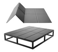 VEVOR Tabla de Cama Plegable, Tamaño de 204 x 153 cm, Soporte para Colchón, Somier Plegable, Material de Tablero de PP, Base Tapizada con Tela Oxford 600D, Tabla de Bunkie para Literas Sofás, Gris