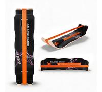 VEVOR Tabla de Equilibrio Curvada de Madera, Entrenador de Tabla de Equilibrio 107 x 28 x 16,5 cm para Adultos, Compacto y Ligero, para Ejercicios de Core, Gimnasio en Casa, Yoga, Negro y Naranja