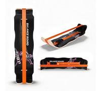 VEVOR Tabla de Equilibrio Curvada de Madera, Entrenador de Tabla de Equilibrio 107 x 28 x 16,5 cm para Adultos, Compacto y Ligero, para Ejercicios de Core, Gimnasio en Casa, Yoga, Negro y Naranja
