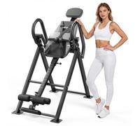 VEVOR Tabla de Inversión Capacidad de 136 kg, Mesa de Inversión de Alta Resistencia, Entrenador de Gravedad con Estructura Estable, Bloqueo de Doble Rodillo, para Hombros, Espalda, Negro y Gris