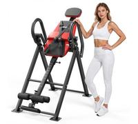 VEVOR Tabla de Inversión Capacidad de 136 kg, Mesa de Inversión de Alta Resistencia, Entrenador de Gravedad, Reposabrazos de 3 Niveles, Bloqueo de Doble Rodillo, para Hombros, Espalda, Rojo y Gris