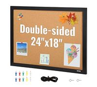 VEVOR Tablero de Corcho 45,7 x 60,9 x 1,8 cm Tablón de Anuncios con Marco de MDF Pegatina Tablero de Visión de Alta Densidad con 10 Chinchetas para Visualización y Decoración en Oficina, Hogar Escuela