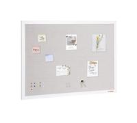 VEVOR Tablero de Corcho Blanco con Superficie de Lino 1200 x 900 mm Tablón de Anuncios de Pared con Marco de Madera Blanco Tablón de Anuncios Elegante y Funcional para Hogar, Escuela, Oficina