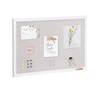 VEVOR Tablero de Corcho Blanco con Superficie de Lino 762 x 508 mm Tablón de Anuncios de Pared con Marco de Madera Blanco Tablón de Anuncios Elegante y Funcional para Hogar, Escuela, Oficina