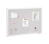 VEVOR Tablero de Corcho Blanco con Superficie de Lino 90 x 60 cm Tablón de Anuncios de Pared con Marco de Madera Blanco Tablón de Anuncios Elegante y Funcional para Hogar, Escuela, Oficina