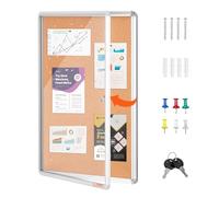 VEVOR Tablero de Corcho Cerrado 60 x 90 cm Marco de Aluminio Tablón de Anuncios con Cerradura con Puerta Acrílica y 2 Llaves Vitrina de Pared Resistente a la Intemperie para Escuela, Hogar, Oficina