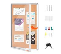VEVOR Tablero de corcho cerrado 60 x 90 cm marco de aluminio Tablón de anuncios con cerradura con puerta acrílica y 2 llaves Vitrina de pared resistente a la intemperie para escuela, hogar, oficina