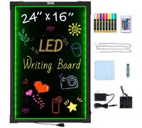 VEVOR Tablero de escritura de mensajes LED, pizarra iluminada borrable de 24 x 16 pulgadas, tablero de letrero de menú con efecto neón, tablero de dibujo con 8 marcadores de tiza fluorescentes y contr