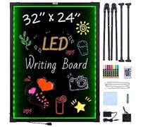 VEVOR Tablero de Escritura de Mensajes LED, Pizarra Iluminada Borrable de 598 x 798 x 9 mm, Tablero de Letrero de Menú con Efecto Neón, con 8 Marcadores de Tiza Fluorescentes y Control Remoto, RGB