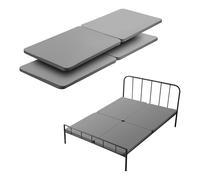 VEVOR Tablero de Litera de Cama de Tamaño Queen 2010 x 1480 mm, Listones de 38 mm con Tela Oxford 200D, Soporte de Colchón de Madera para Cama de Tamaño Queen, Fácil Montaje, 4 Piezas, Gris