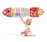 VEVOR Tablero Montessori de Actividades con Cohete 13 en 1 MDF para Niños | para Aula y Casa, Panel Sensorial de Pared con 5 Paneles, Xilófono, Reloj, Engranajes, Cuentas Magnéticas, Laberinto y Formas