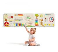 VEVOR Tablero Montessori de Actividades Granja 16 en 1 de Pared para Niños Panel Sensorial con 5 Paneles, Xilófono, Reloj, Engranajes, Cuentas Magnéticas, Cordones y Formas para Guardería, Aula y Casa
