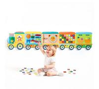 VEVOR Tablero Montessori de Actividades Tren de Pared 14 en 1 para Niños | para Guardería, Aula y Casa, Panel Sensorial de Fieltro con 5 Paneles, Engranaje, Pestillos, Reloj, Letras, Frutas y Verduras