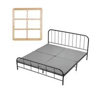 VEVOR Tableros de Cama para Debajo del Colchón, Tamaño King (188 x 200 cm), Tablero de Bunkie, Paquete de 4 Piezas, Marco de Madera con Tejido Oxford 200D, Transpirable, Soporte para Colchón, Gris