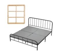 VEVOR Tableros de Cama para Debajo del Colchón, Tamaño King (188 x 200 cm), Tablero de Bunkie, Paquete de 4 Piezas, Marco de Madera con Tejido Oxford 200D, Transpirable, Soporte para Colchón, Gris