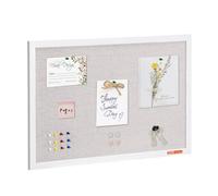 VEVOR Tablero de Corcho Blanco con Superficie de Lino 762 x 508 mm Tablón de Anuncios de Pared con Marco de Madera Blanco Tablón de Anuncios Elegante y Funcional para Hogar, Escuela, Oficina