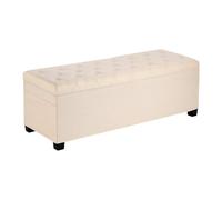 VEVOR Taburete de Almacenaje Rectangular, de Lino, Banco Tapizado Plegable con Estructura de Metal, Otomana para Salón o Dormitorio, 1100 x 400 x 400 mm, Color Beige. Capacidad de Carga 299,37 kg