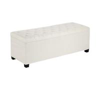 VEVOR Taburete de Almacenaje Rectangular, de Lino, Banco Tapizado Plegable con Estructura de Metal, Otomana para Salón o Dormitorio, 1100 x 400 x 400 mm, Color Beige. Capacidad de Carga 299,37 kg