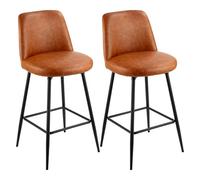 VEVOR Taburete de Bar con Respaldo y Estructura de Metal, Carga de 136,1 kg, Rotación de 360°, Asiento de 686 mm, para Cocina, Comedor, Isla de Cocina, Barra, Marrón, 495 x 550 x 980 mm, 2 uds