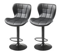 VEVOR Taburete de Bar Modernos de Piel Sintética con Altura de Mostrador, con Respaldo y Reposapiés, Altura Ajustable, para Cocina y Comedor, Carga 149,7 kg, Negro, 470 x 535 x 890/1100 mm, 2 uds