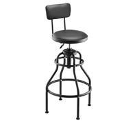 VEVOR Taburete de Taller con Respaldo Asiento de Garaje Carga de 136 kg Taburete de Trabajo Altura Ajustable 103-114 cm Giratorio de 360° para Garaje, Taller, Reparación de Automóviles, Negro