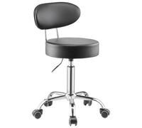 VEVOR Taburete de Taller con Respaldo y Ruedas Asiento de Garaje Carga de 136 kg Taburete de Trabajo Ajustable Acolchado Giratorio de 360° para Garaje, Taller, Reparación de Automóviles, Negro