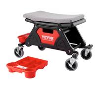VEVOR Taburete de Taller Móvil 64×33,5×39 cm Carga 136 kg Taburete de Mecánico con 2 Ruedas Asiento con Cerradura 450×250 mm con Bandejas de Herramientas para Mantenimiento Reparación de Coches Garaje