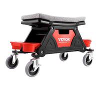 VEVOR Taburete de Taller Móvil 64×33,5×39 cm Carga 136 kg Taburete de Mecánico con 2 Ruedas Asiento con Cerradura 450×250 mm con Bandejas de Herramientas para Mantenimiento Reparación de Coches Garaje