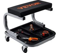 VEVOR Taburete de Taller móvil Carga de 113 kg Taburete para mecánico con Ruedas Lisas Asiento de Taller con Bandeja de Almacenamiento para Herramientas Estructura de Acero Estable para Garaje Coche