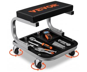 VEVOR Taburete de Taller móvil Carga de 113 kg Taburete para mecánico con Ruedas Lisas Asiento de Taller con Bandeja de Almacenamiento para Herramientas Estructura de Acero Estable para Garaje Coche