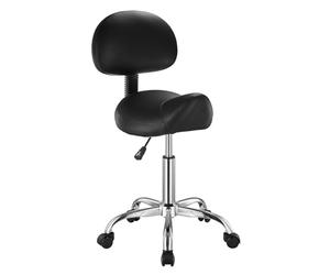 VEVOR Taburete Giratorio Altura Ajustable de 84-100cm Carga de 204kg, Taburete de Trabajo con Respaldo, Silla de Montar Giratoria Ergonómica de Cuero de PU para Salón SPA Clínica de Masaje, Negro