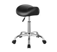 VEVOR Taburete Giratorio de Altura Ajustable de 55-71 cm, Carga de 204 kg, Taburete de Trabajo, Silla de Montar Giratoria Ergonómica de Cuero de PU Engrosada para Salón SPA Clínica de Masaje, Negro