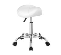 VEVOR Taburete Giratorio de Altura Ajustable de 55-71 cm, Carga de 204 kg, Taburete de Trabajo, Silla de Montar Giratoria Ergonómica de Cuero de PU Engrosada para Salón Spa Clínica de Masaje, Blanco
