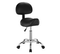 VEVOR Taburete Giratorio de Altura Ajustable de 84-100 cm Carga de 204kg, Taburete de Trabajo con Respaldo, Silla de Montar Giratoria Ergonómica de Cuero de PU para Salón Spa Clínica de Masaje, Negro