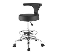 VEVOR Taburete Giratorio de Trabajo, Taburete con Respaldo Reposapiés y Ruedas, Ajustable 54-70 cm, Giro 360°, Capacidad de Carga 226,8 kg, Asiento Ergonómico Acolchado, Silla para Oficina Clínica