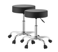 VEVOR Taburete Giratorio de Trabajo, Taburete con Ruedas, Paquete de 2 Unidades, Capacidad de Carga de 226,8 kg, Altura Ajustable, Asiento Ergonómico Acolchado y Tapizado, para Oficina Peluquería