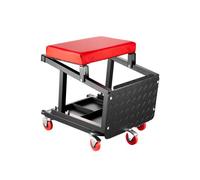 VEVOR Taburete Mecánico con Ruedas Carga de 136 kg Asiento de Garaje Giratorio de 360° Asiento de Escalón para Mecánico con Bandeja para Herramientas para Taller, Reparación de Automóviles, Negro