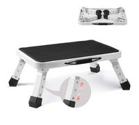 VEVOR Taburete Plegable con 1 Escalón Capacidad de 150 kg Taburete de Acero de 3 Alturas Ajustables Taburete Portátil Antideslizante para Niños Pequeños, Adultos, Oficina, Autocaravanas, Baños, Hogar