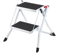 VEVOR Taburete Plegable con 2 Peldaños Carga de 150kg Escalera de Acero Taburete Ancho Multiusos con Superficie Antideslizante y Almohadillas para Adultos, Niños, Hogar, Cocina, Oficina, Autocaravanas