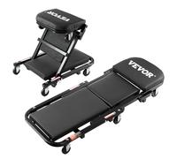 VEVOR Taburete Plegable para Garaje en Forma de Z, Capacidad 204,1 kg, para Mecánico con 6 Ruedas Universales, Asiento Acolchado, Estructura de Acero, para Garaje, Taller o Casa, 1020 x 415 x 150 mm