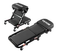 VEVOR Taburete Plegable para Garaje en Forma de Z, Capacidad 204,1 kg, para Mecánico con 6 Ruedas Universales, Asiento Acolchado, Estructura de Acero, para Garaje, Taller o Casa, 1020 x 415 x 150 mm