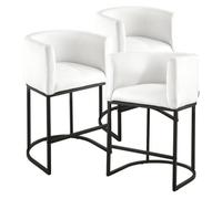 VEVOR Taburetes de Bar, Silla de Cocina con Respaldo, Reposabrazos, Estructura de Metal y Reposapiés, Carga 158,8 kg, para Cocina, Comedor, Barra de Mostrador, Blanco, 565 x 515 x 870 mm, 3 uds