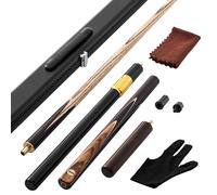 VEVOR Taco de Billar 1447,8 mm/540 g, con Varilla de Extensión, Punta de Cuero, Estuche de Aluminio y Toalla, Apto para Mesas de Billar Profesionales, Bares, Hogar y Oficina, Madera y Marrón