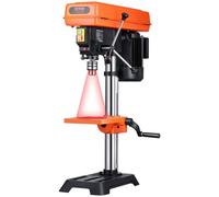 VEVOR Taladro de Banco de 254 mm de velocidad Ajustable de 510/780/1300/1820/2430 RPM con Motor de Inducción de 6,2 A, Mesa Inclinable de 0 a 45°, Luz de Trabajo LED, Taladro para Madera y Metal