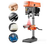 VEVOR Taladro de Columna 550W 305mm Taladradora de Columna Velocidad Variable 340-2200 RPM con Pantalla Digital X-Laser LED, Mesa Inclinable 45° para Madera Metal Taller Hogar Carpintería Metalistería