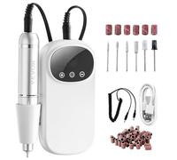 VEVOR Taladro de Uñas Eléctrico Recargable, Máquina de Lima de Uñas Inalámbrica Portátil de 35.000 RPM, Herramienta de Amoladora de Gel Acrílico para Manicura Pedicura Tallar 134 x 68 x 38 mm, Blanco