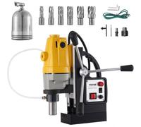 VEVOR Taladro magnético 1100W con diámetro de orificio 40 mm MD40 Taladro magnético 12.000 N 670 RPM Sistema de perforación magnética de fuerza magnética 6 kits de cortador anular HSS