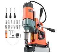 VEVOR Taladro Magnético de 1400 W, Diámetro de Perforación de 50 mm, Dirección Reversible, Velocidad de 0 a 850 RPM, Taladro Magnético con 11 Brocas para Bricolaje Industrial y Doméstico, Naranja